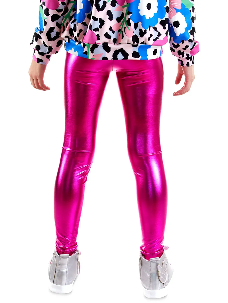 دينوكيدس بنطلون بناتي لامع وردي معدني